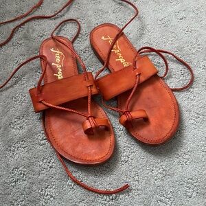Free people orange sandals lace up